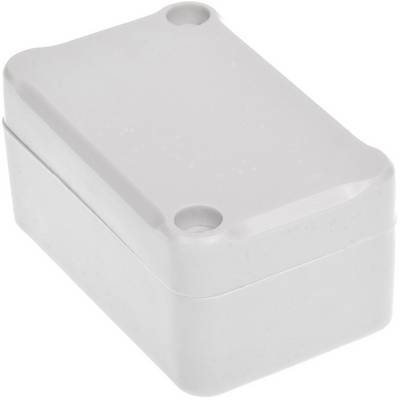 Scatola rettangolare bianca in plastica con angoli arrotondati e due fori sulla parte superiore.