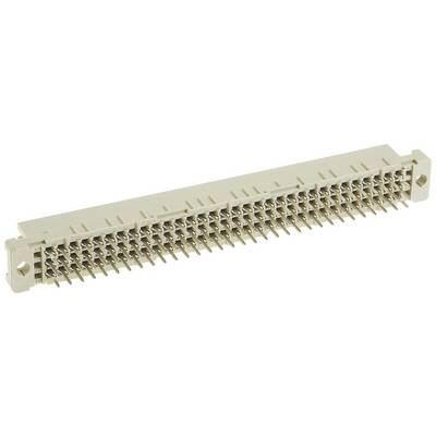 Un connettore rettangolare multipolare con più file di pin metallici utilizzati per connessioni elettroniche.