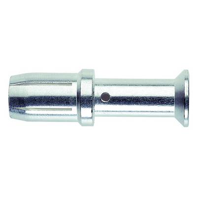 Un tubo metallico con diametro uniforme e un bordo largo su un'estremità. Presenta una scanalatura verticale e un foro circolare.