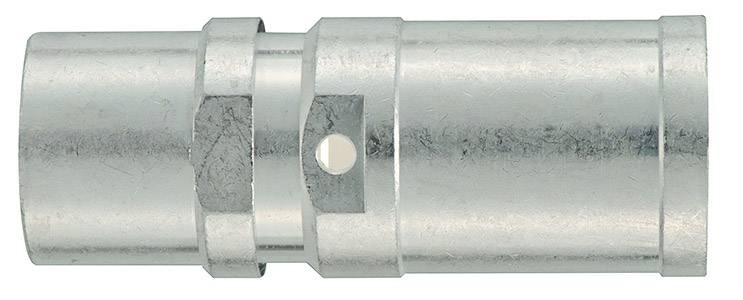 Un raccordo metallico argentato utilizzato per collegare tubi flessibili.