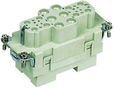 Un connettore verde con più fori di connessione, numerati da 1 a 12, e fissaggi laterali a vite.