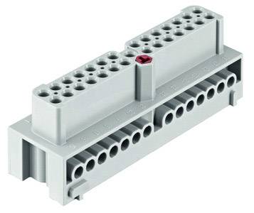 Un connettore elettrico grigio, rettangolare, con più aperture circolari, adatto per applicazioni industriali.
