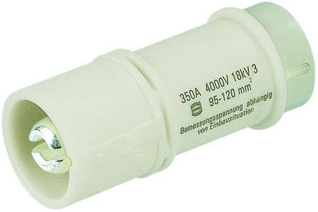 Inserto fusibile cilindrico, bianco, con scritta '350A 4000V 18kV/3 95-120mm', destinato alla protezione ad alta tensione.