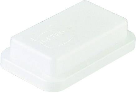 Un coperchio rettangolare bianco in plastica, probabilmente destinato a un imballaggio alimentare o a un contenitore per la conservazione.