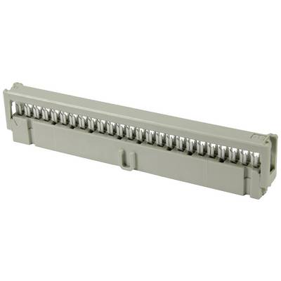 Un pettine di collegamento grigio o pettine ponte per unità di commutazione elettriche, utilizzato nelle morsettiere per la distribuzione della tensione.