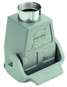 Involucro rettangolare per connettore industriale in metallo grigio, con leve laterali per il fissaggio.