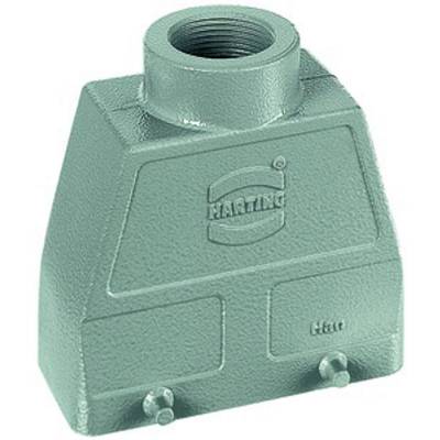 Un contenitore metallico rettangolare verde con una grande apertura in alto e due viti sporgenti in basso, con un marchio sulla parte anteriore.