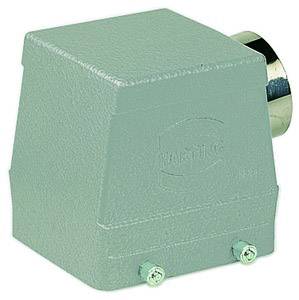 Un involucro elettrico verde quadrato con connessione per cavi e due viti nella parte inferiore, utilizzato per applicazioni industriali.