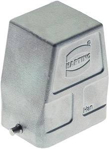 Coperchio metallico per connettore con scritta 'HARTING' e 'Han', idoneo per applicazioni industriali.