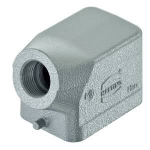 Involucro metallico con passaggio laterale per cavi e logo HARTING, idoneo per connettori industriali.
