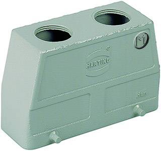 Custodia rettangolare, traforata due volte, di colore verde chiaro, con la scritta 'HARTING'. Utilizzata per connettori industriali.