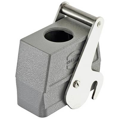 Involucro metallico con design robusto e chiusura a leva, comunemente utilizzato per proteggere connessioni elettriche.