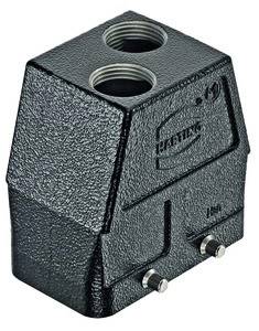 Un involucro nero rettangolare con due aperture nella parte superiore. Contrassegnato con 'HARTING' e '194'. Adatto per connettori industriali.