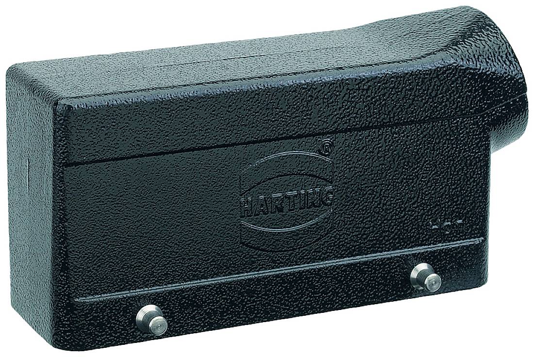 Custodia rettangolare nera con scritta HARTING, superficie in plastica. Utilizzata per connettori industriali.