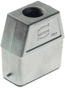 Involucro metallico di forma rettangolare, con fori per viti nella parte superiore, logo e scritta 'Harting' visibili sulla superficie.