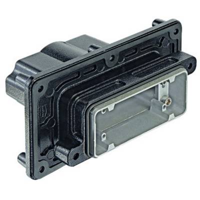 Custodia elettrica nera rettangolare con alloggiamento integrato; design tecnico robusto per applicazioni industriali.