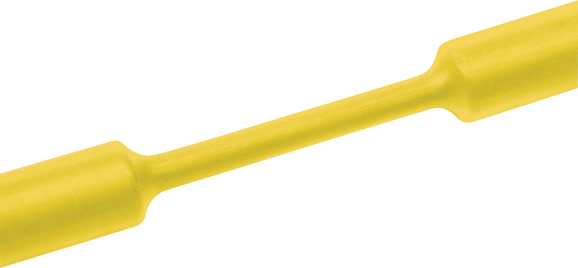 Barra in plastica gialla con due estremità ingrossate; potrebbe essere utilizzata come impugnatura o componente di connessione in una costruzione.
