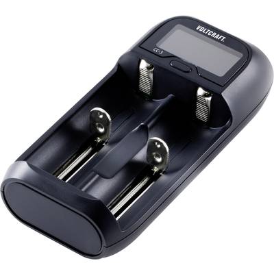 Caricabatterie con due slot per batterie e display LCD per mostrare i dati di carica. Adatto per batterie AA e AAA.