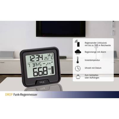 Pluviometro Digitale Wireless TFA DROP - Misuratore Pioggia Con Stazione Base - Foto 1