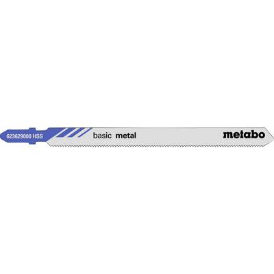 Etichetta di prodotto in metallo di base Metabo con codice blu '623629000 HSS' a sinistra.