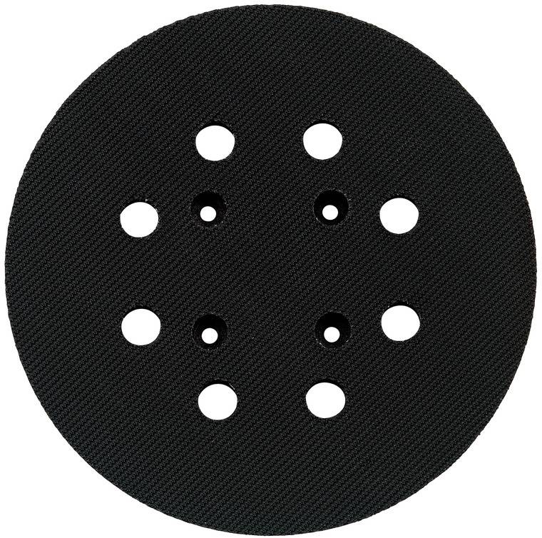 Cuscinetto rotondo nero con texture e otto fori equidistanziati in due dimensioni, centrato su sfondo bianco.