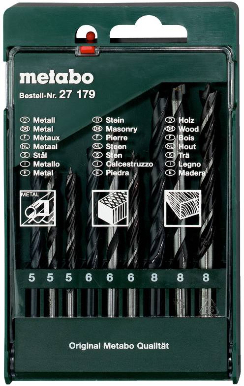Metabo 627179000 Kit punte a spirale da metallo 9 parti 5 mm, 6 mm, 8 mm 1 pz.
