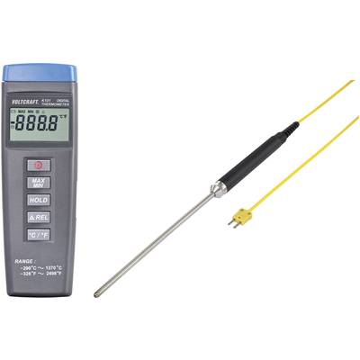 Termometro digitale con sonda di temperatura per misurazioni da -200 °C a 1370 °C, display mostra '-888.8'.