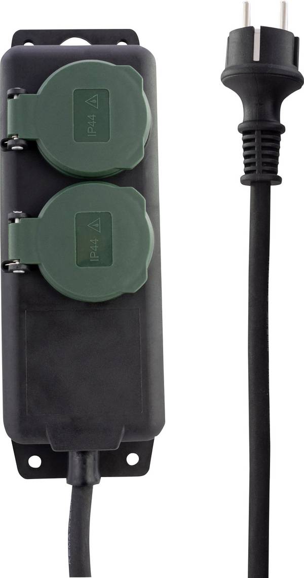 REV 0512467555 Multipresa 2 vie Nero, Verde Schuko 1 pz.