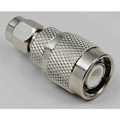 Un connettore metallico con superficie zigrinata e un collegamento centrale a perno, comunemente utilizzato per connessioni di cavi.