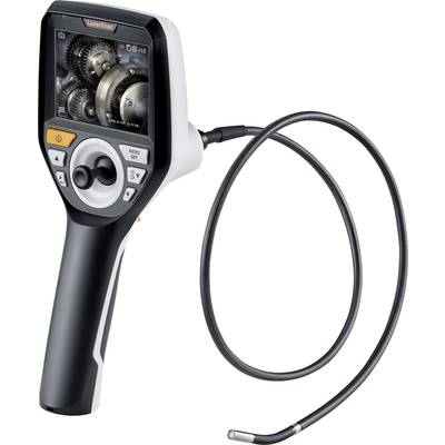Fotocamera endoscopica con monitor e cavo flessibile per l'ispezione di luoghi difficilmente accessibili. Sullo schermo sono visibili degli ingranaggi.