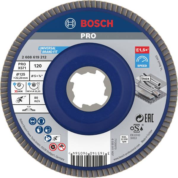 Bosch Accessories 2608619212 disco a lamelle Diametro 125 mm Dimensione dei grani=120 1 pz.