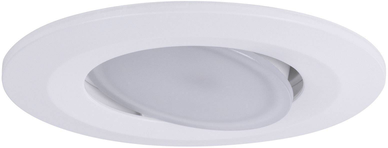Luce da soffitto rotonda, bianca, con uno spot LED interno regolabile. Design moderno e piatto per un'illuminazione discreta.