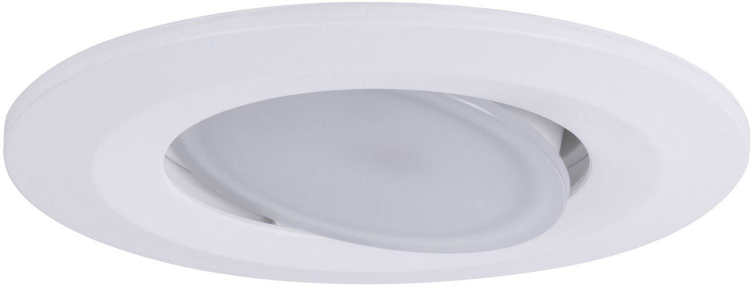 Faretti LED rotondi bianchi incassati nel soffitto.