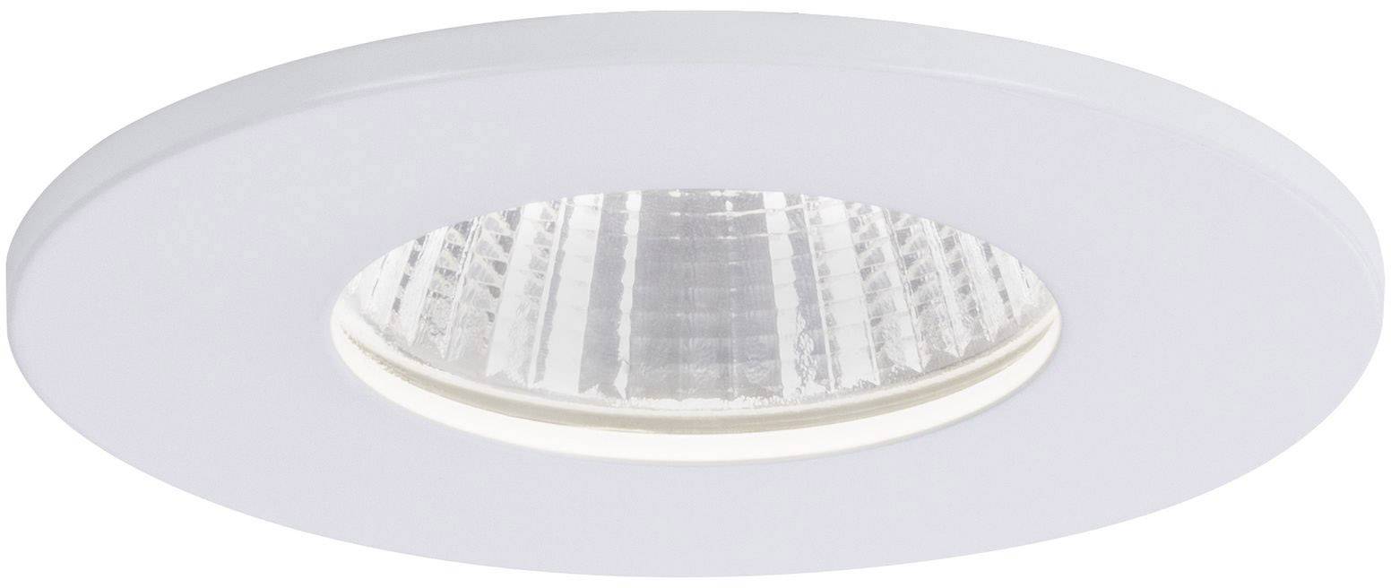 Faretto da incasso bianco con cornice rotonda e riflettore strutturato.