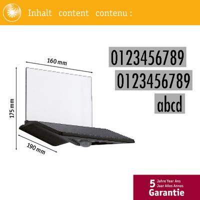 'Disegno tecnico di una cover per schermo pieghevole con dimensioni 160mm x 175mm x 190mm. Contiene campioni di scrittura. 5 anni di garanzia.'