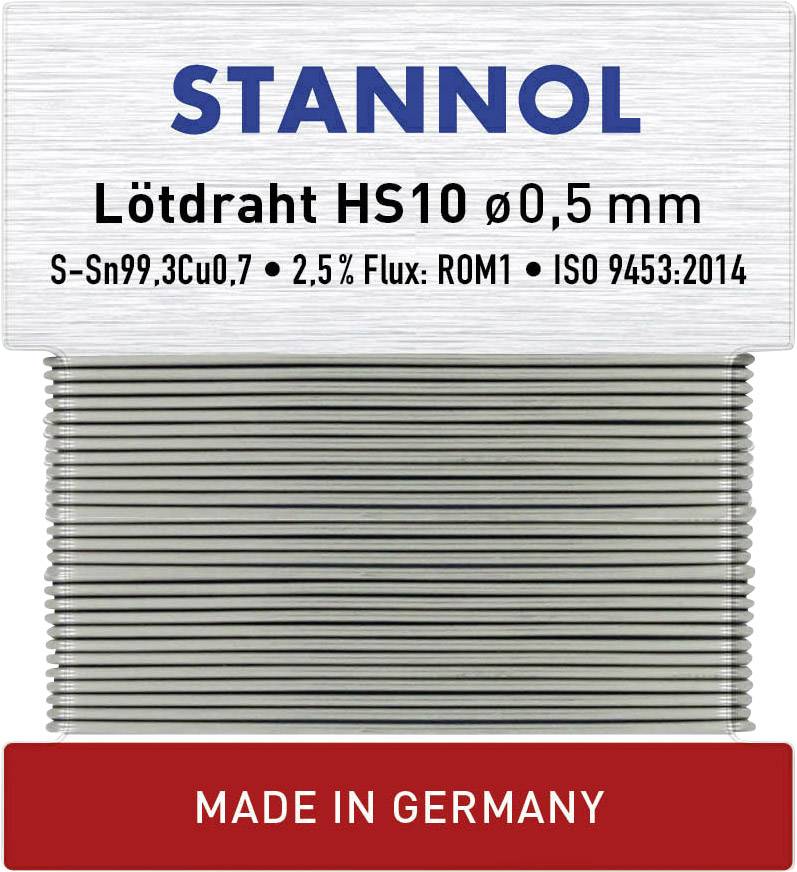 Stannol HS10 Stagno senza piombo senza piombo Sn99,3Cu0,7 ROM1 10 g 0.5 mm