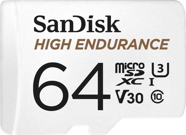 SanDisk High Endurance Monitoring Scheda miniSDXC 64 GB Class 10, UHS-I, UHS-Class 3, v30 Video Speed Class incl. Adattatore SD