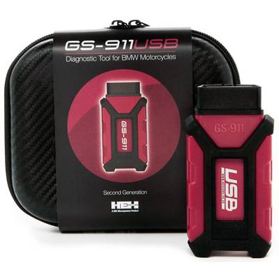 Strumento diagnostico GS-911USB per motociclette BMW, colore rosso con confezione.