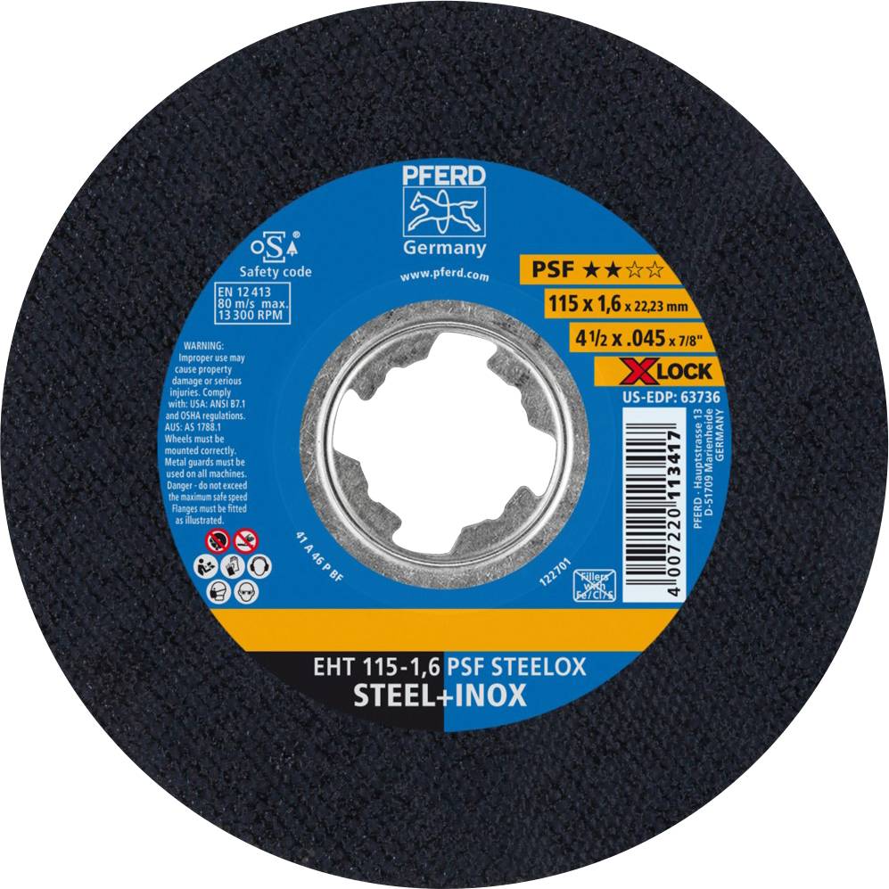 PFERD TOOLS PSF STEELOX 61730124 Disco di taglio dritto 115 mm 25 pz. Acciaio inox, Acciaio