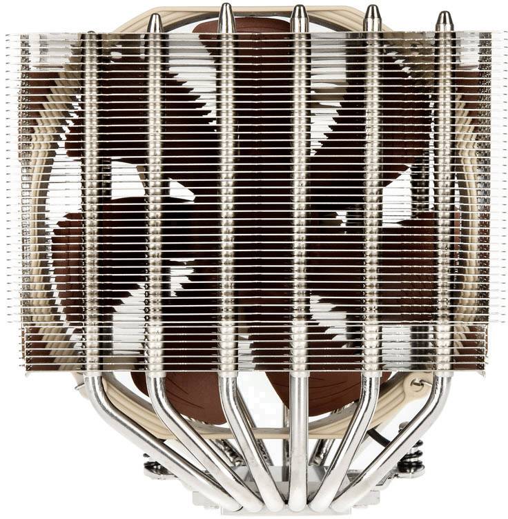 Combinazione di dissipatore di calore e ventola con multiple alette metalliche e tubi di raffreddamento. Funzione: dissipazione del calore da componenti del computer.