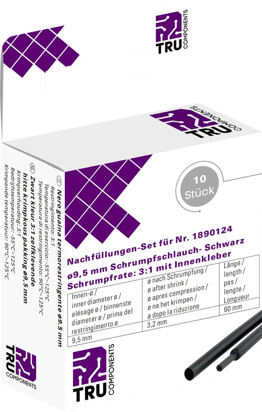 TRU COMPONENTS T1807CA006G Termoretraibile con colla Nero 9.50 mm 3.10 mm Restringimento:3:1 10 pz.