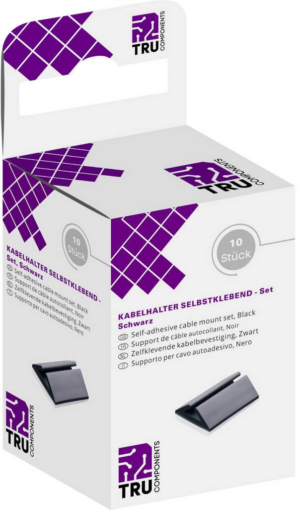 TRU COMPONENTS Base adesiva autoadesivo T1904CA036 Intervallo Ø fascio 2.50 fino a 3.50 mm Nero 10 pz.
