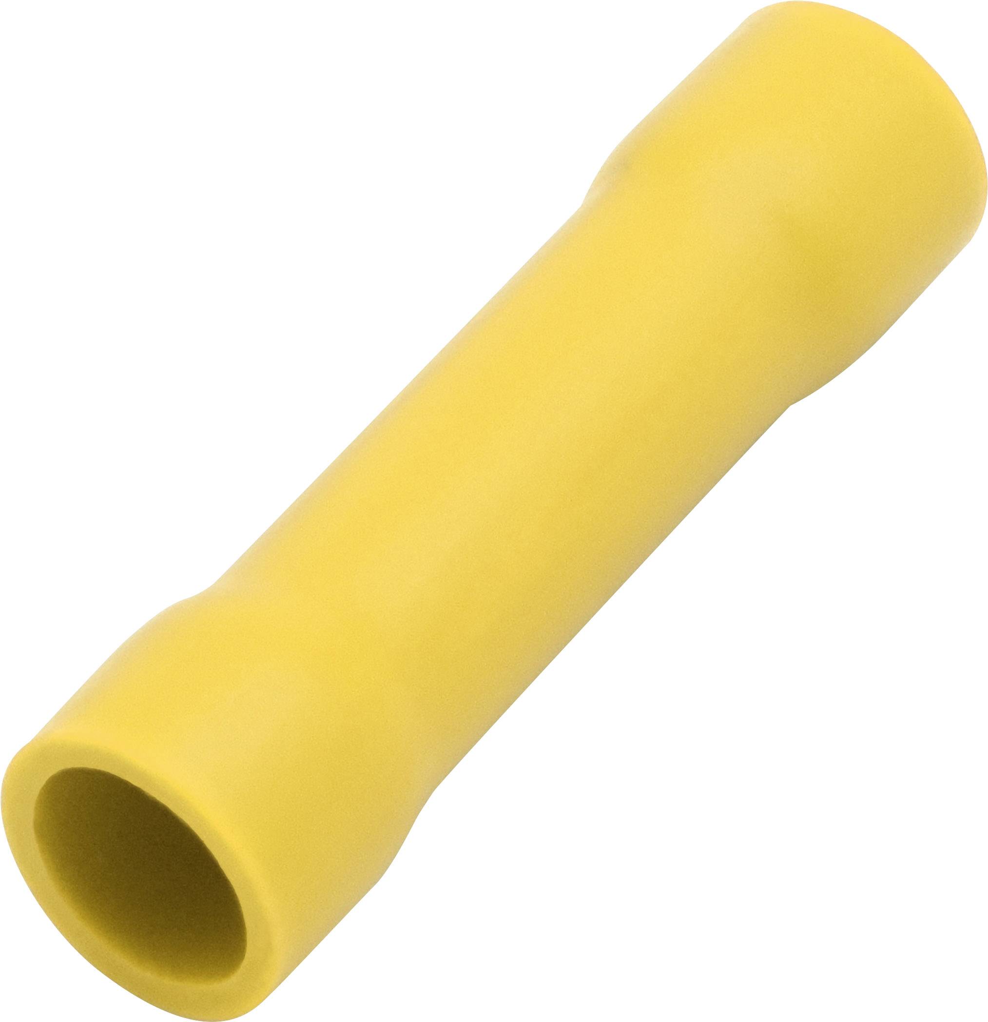 Connettore cilindrico giallo, spesso utilizzato per connessioni di cavi elettrici.