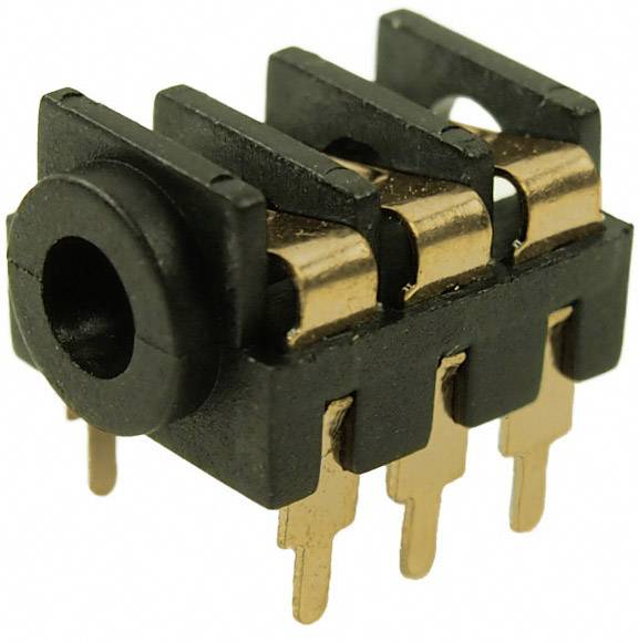 Primo piano di un connettore nero con più pin metallici dorati, destinati al collegamento elettrico.