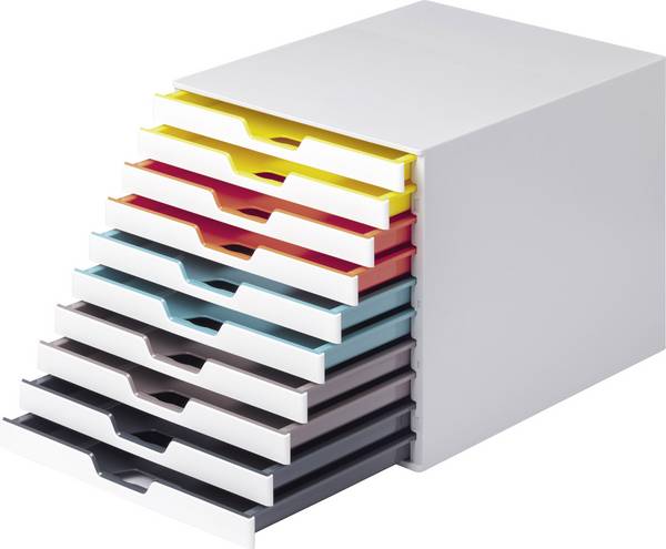Durable VARICOLOR MIX 10 - 7630 763027 Cassettiera Bianco DIN A4, DIN C4, Folio, Letter Numero cassetti: 10