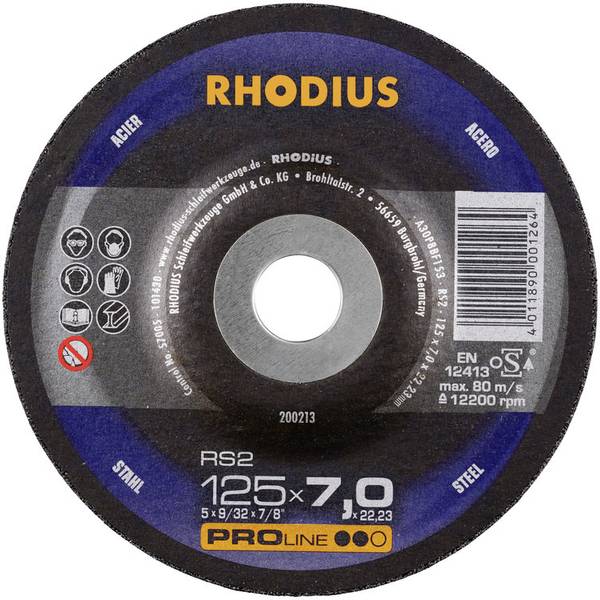 RHODIUS 200274 RS2 DISCO DI SGROSSATURA CON CENTRO DEPRESSO DIAMETRO 230 MM