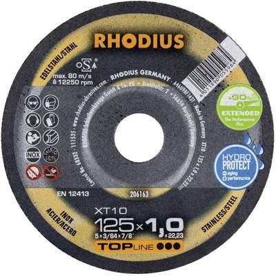 Rhodius XT10 206162 Disco di taglio dritto 115 mm 1 pz. Acciaio inox, Acciaio