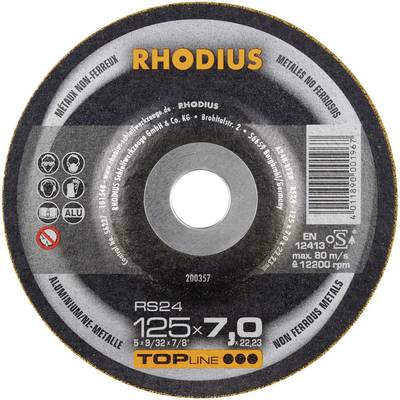 Rhodius 200357 RS24 Disco di sgrossatura con centro depresso Diametro 125 mm Ø foro 22.23 mm Metalli non ferrosi 1 pz.