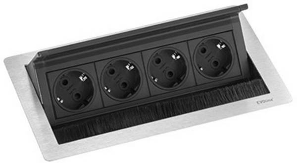 EVOline 159370002700 Multipresa ad incasso 4 vie acciaio inox, Nero 1 pz.