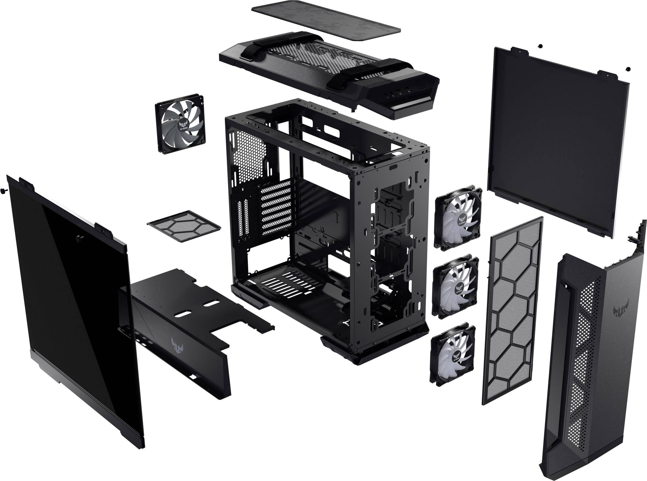 CASE M.TOWER ASUS GAMING A21 USB3.0, PANNELLO NASCONDI CAVI (COMP. CON MB BTF), SIDE PANNEL TRASP - BIANCO-7